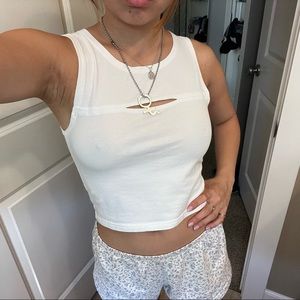 brandy melville white cutout tank